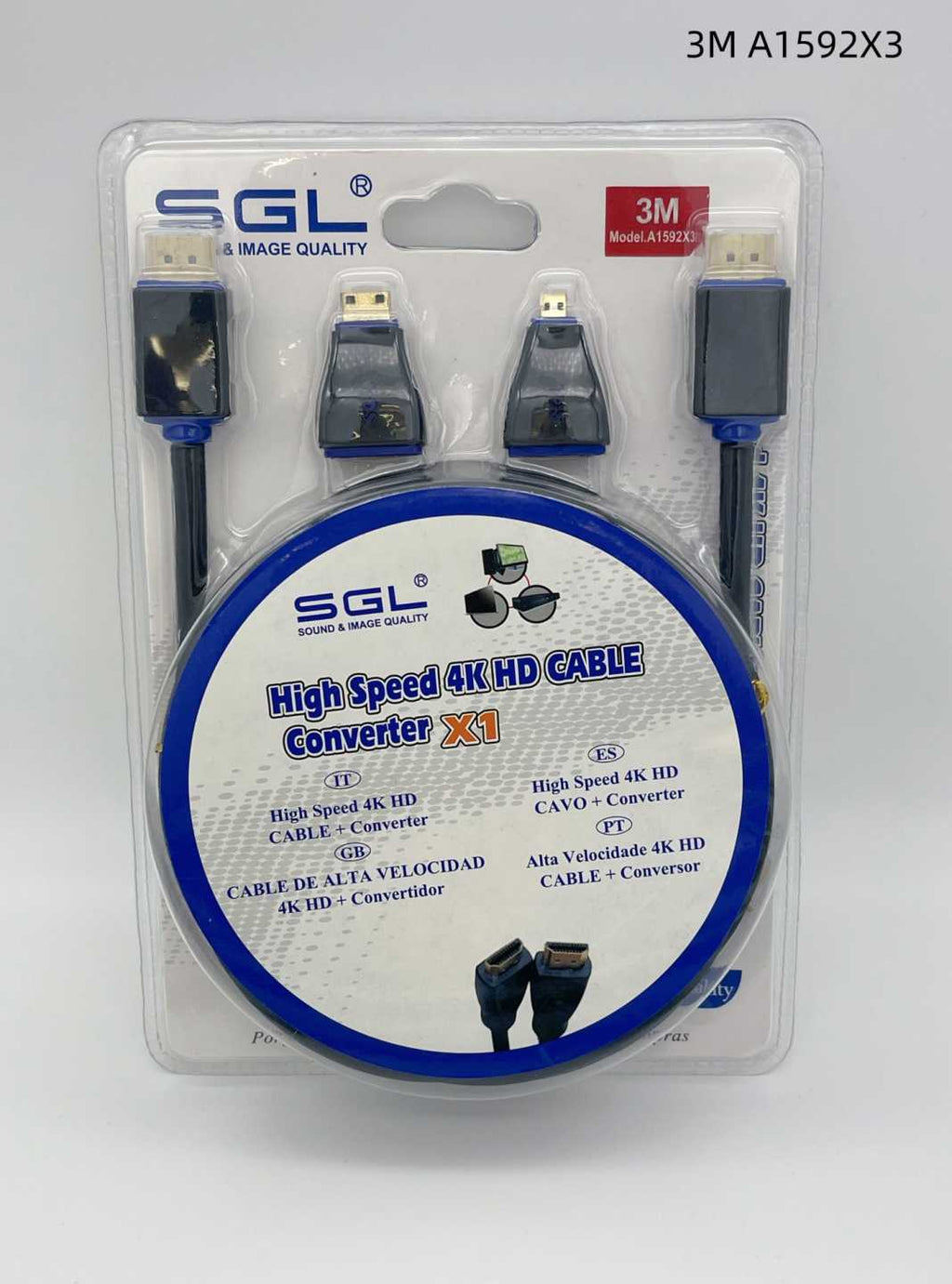Σετ καλώδιο HDMI & αντάπτορες Mini/Micro HDMI - A1592X3 - 3m - 095639