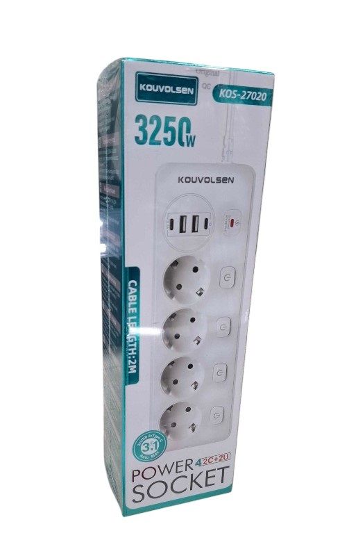 Πολύπριζο 4 θέσεων με διακόπτες & θύρες USB - KOS-27020EU - 270209 ΦΩΤΙΣΜΟΣ & ΕΝΕΡΓΕΙΑ>Είδη φωτισμού & αναλώσιμα>Καλωδιώσεις & πολύπριζα