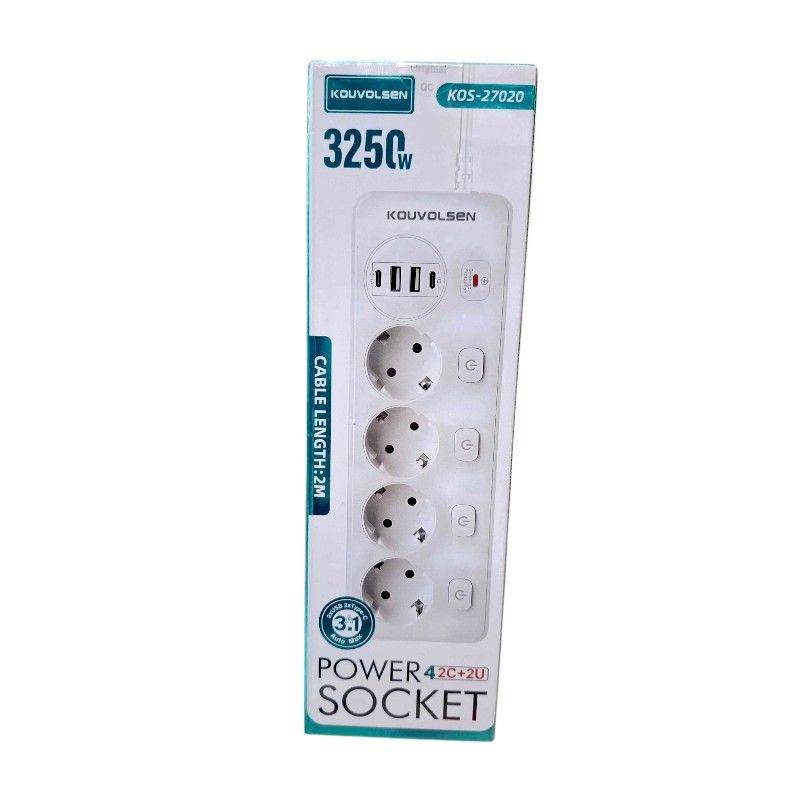 Πολύπριζο 4 θέσεων με διακόπτες & θύρες USB - KOS-27020EU - 270209 ΦΩΤΙΣΜΟΣ & ΕΝΕΡΓΕΙΑ>Είδη φωτισμού & αναλώσιμα>Καλωδιώσεις & πολύπριζα