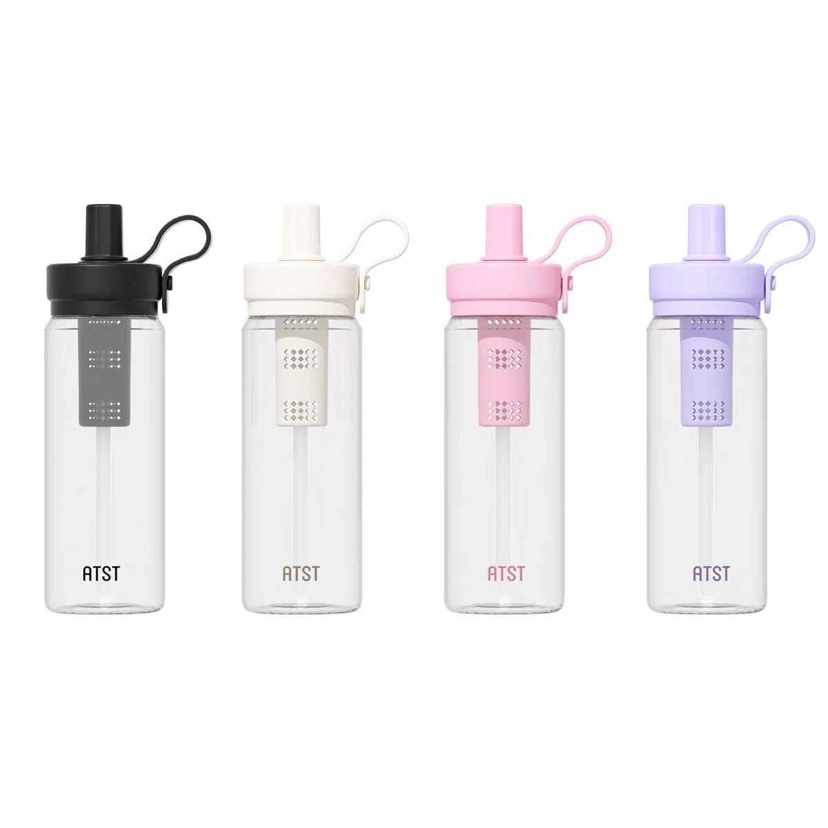 Φορητό παγούρι πλαστικό με καλαμάκι - 750ml - 413234 - Black