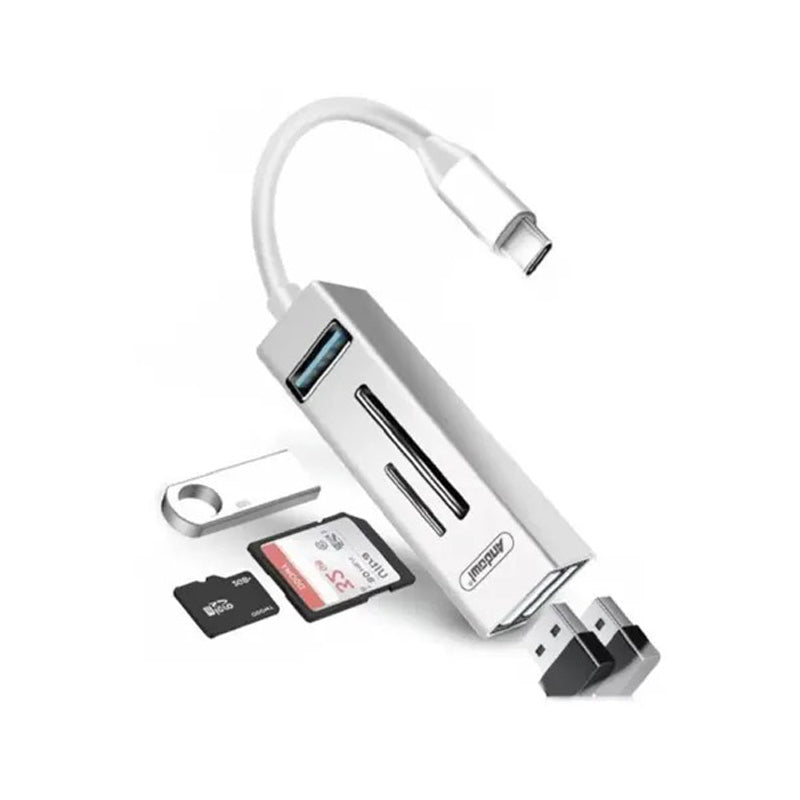 Πολυλειτουργικό Hub USB Type C 5 σε 1 με Αναγνώστη Καρτών και Θύρες USB - Multiport USB Type C Hub 5 in 1 with Card Reader and USB Ports