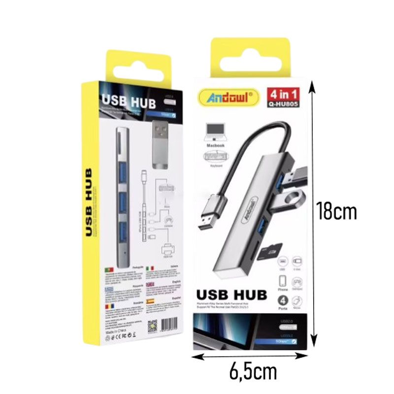 Andowl USB Hub 4 σε 1 με 4 Θύρες Q-HU805 - USB Hub