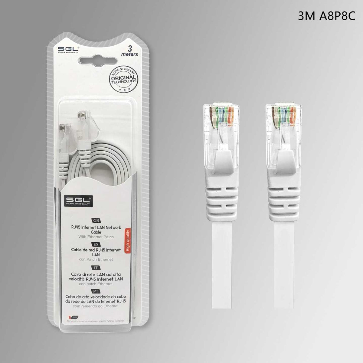 Καλώδιο δικτύου Ethernet - Πλακέ - A8P8C - 3m - 096414