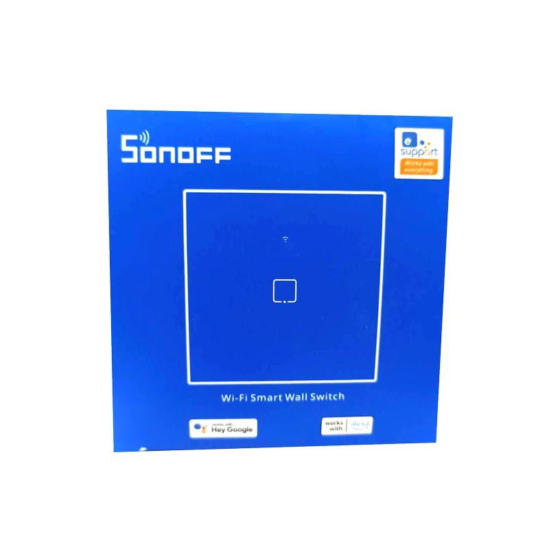 Sonoff TX T0 Χωνευτός Διακόπτης Τοίχου Wi-Fi για Έλεγχο Φωτισμού με Πλαίσιο και Ένα Πλήκτρο Αφής Φωτιζόμενος Λευκός – Google Home, Alexa - Angel shopping
