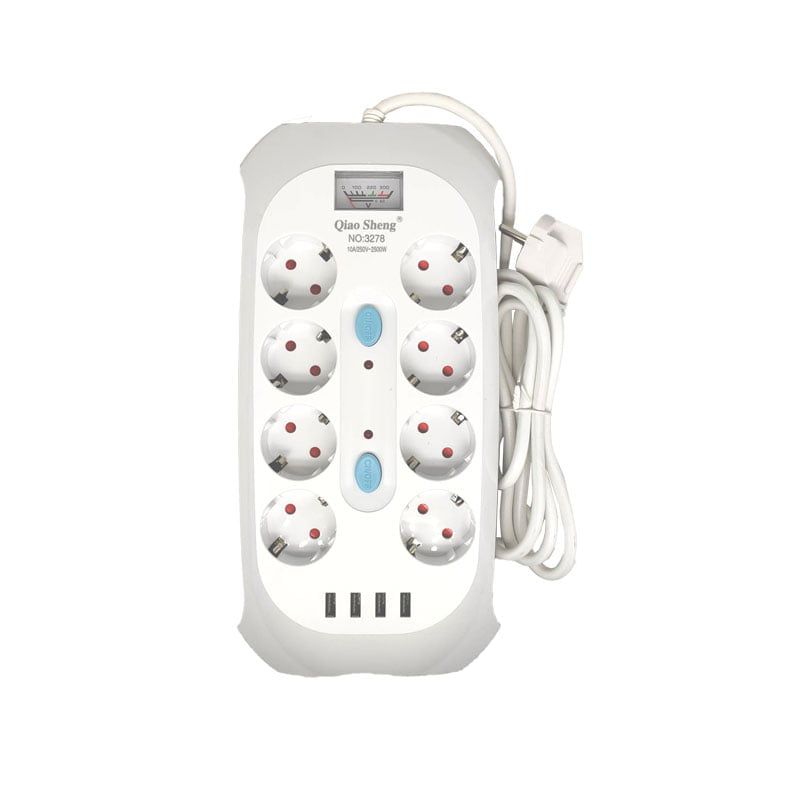 Qiao Sheng  Πολύμπριζο 8 Θέσεων 10Α/250V-2500W 2m NO:3278 - Smart power 8 power socket