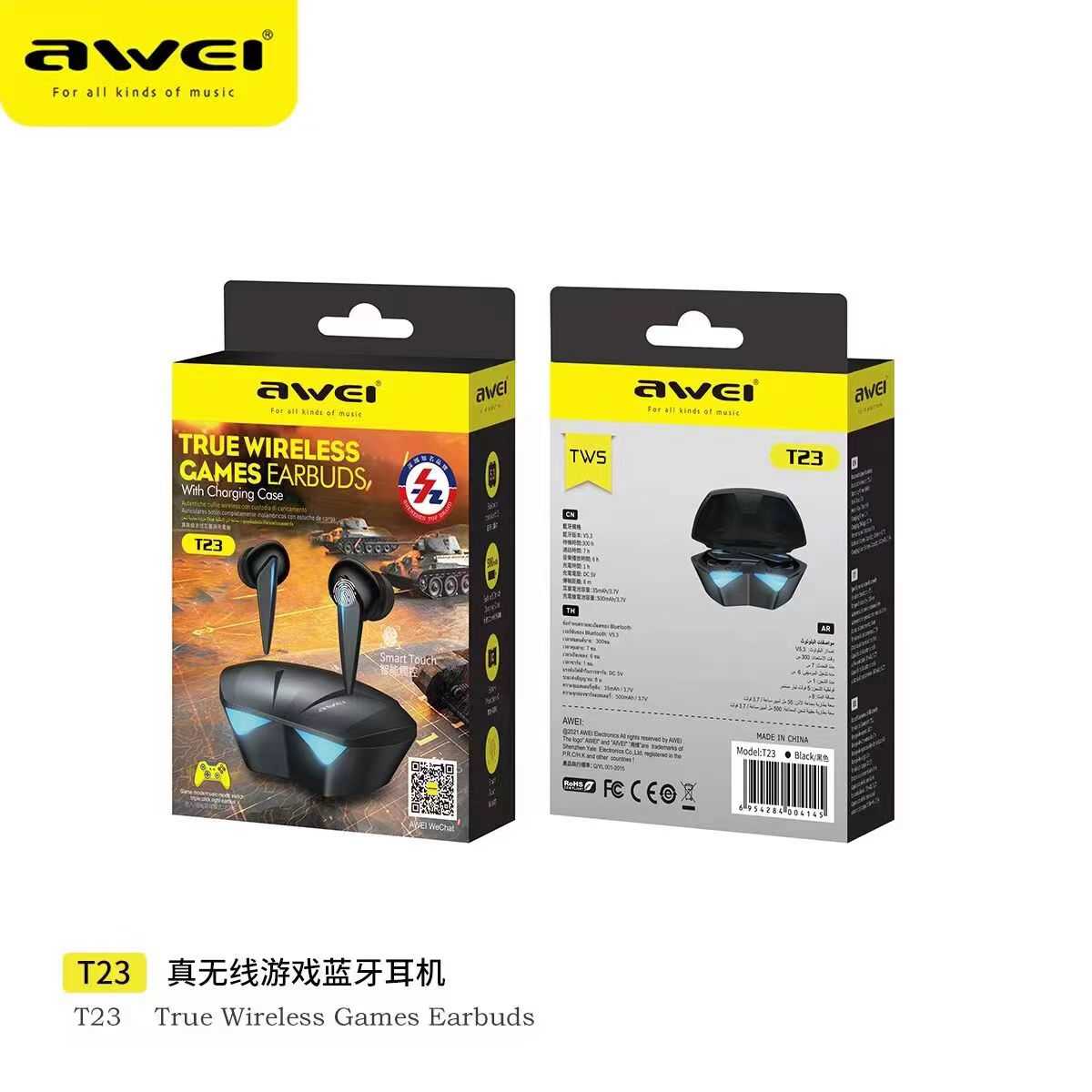 Ασύρματα ακουστικά Bluetooth με θήκη φόρτισης - T23 - Awei - 888834
