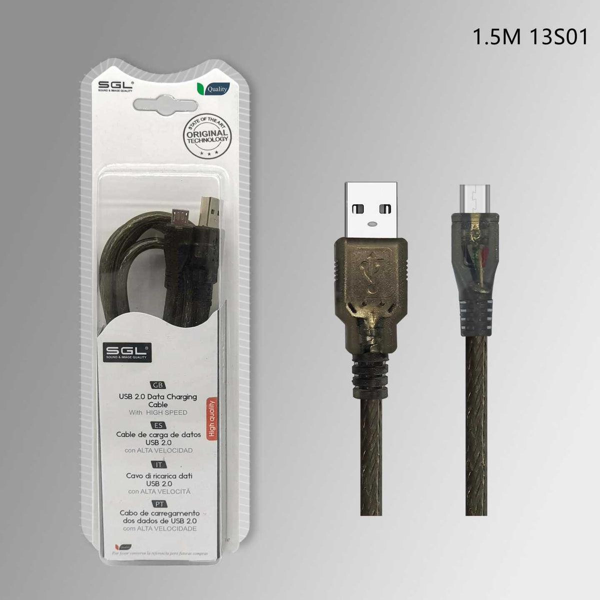 Καλώδιο φόρτισης & data - 13S01 - USB A male/Micro USB - 1.5m - 097756