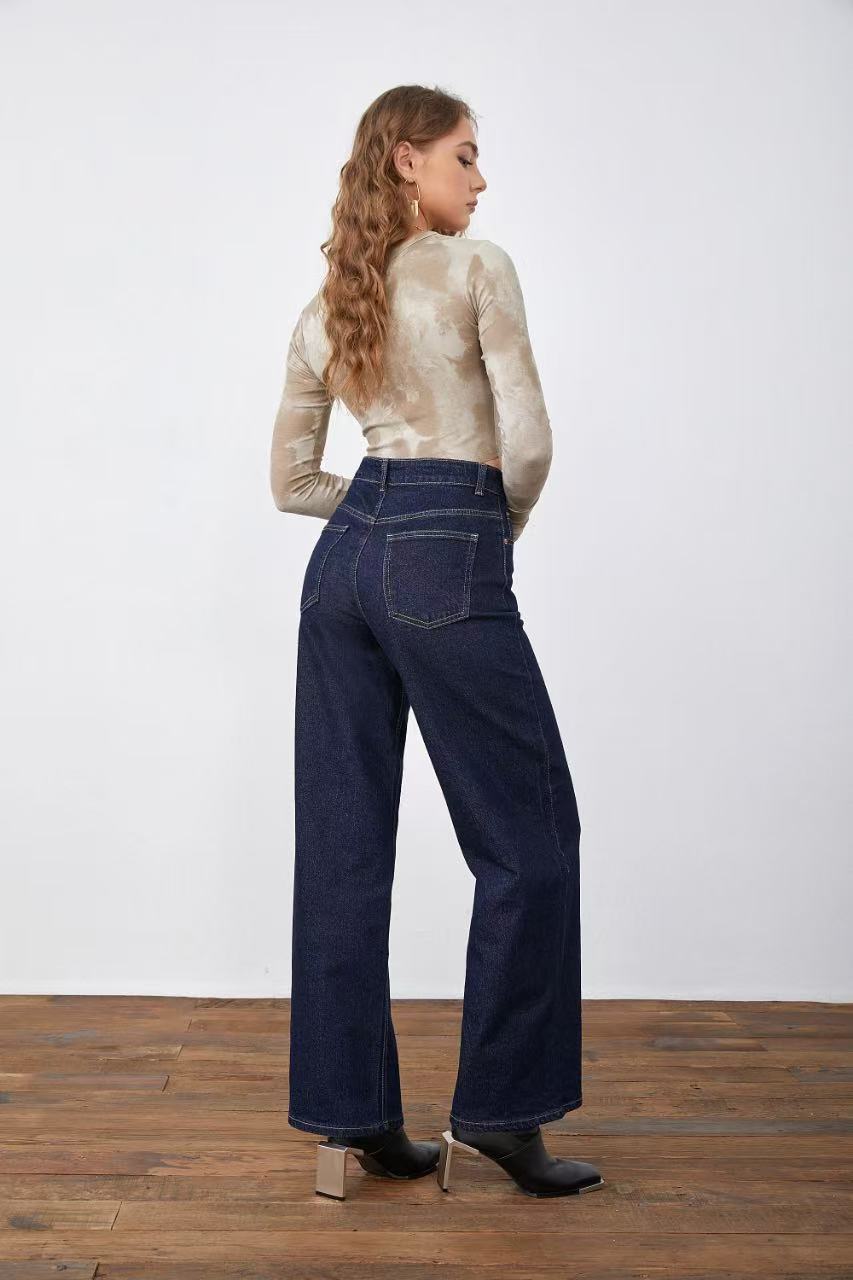 ADORO Women's Jeans Wide Leg Dark Blue