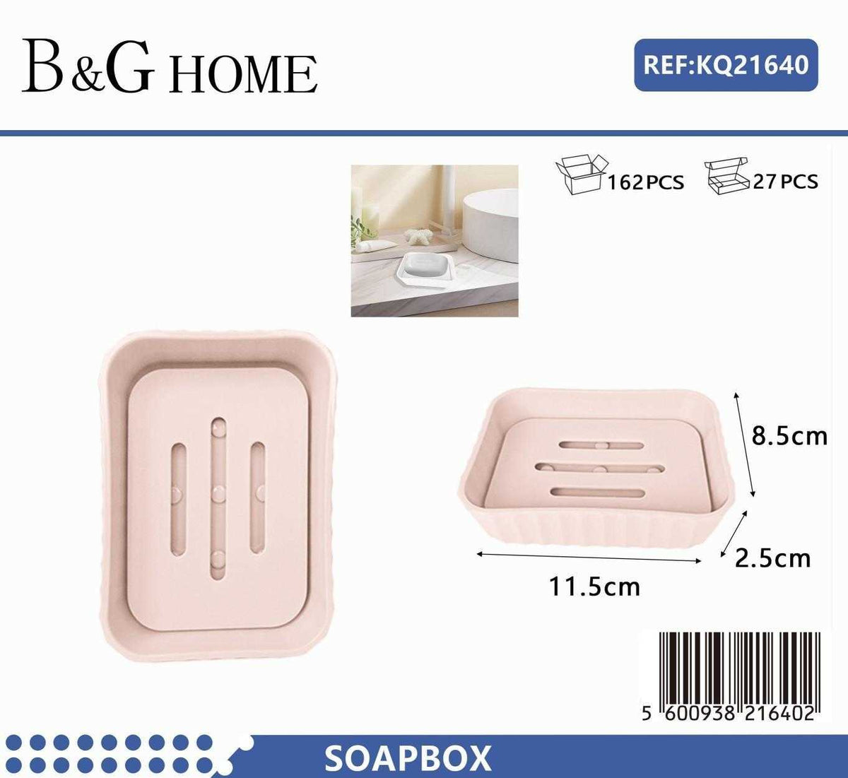Σαπουνοθήκες μπάνιου πλαστικές - Σετ 9pcs - Light Pink - 21640
