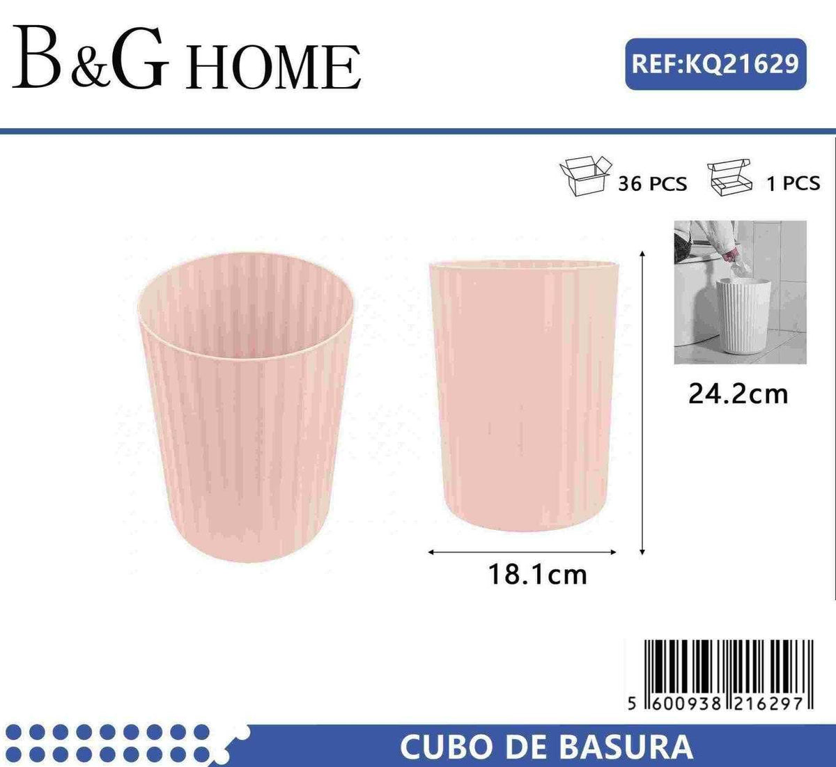Κάδος απορριμμάτων μπάνιου πλαστικός - Light Pink - 21629