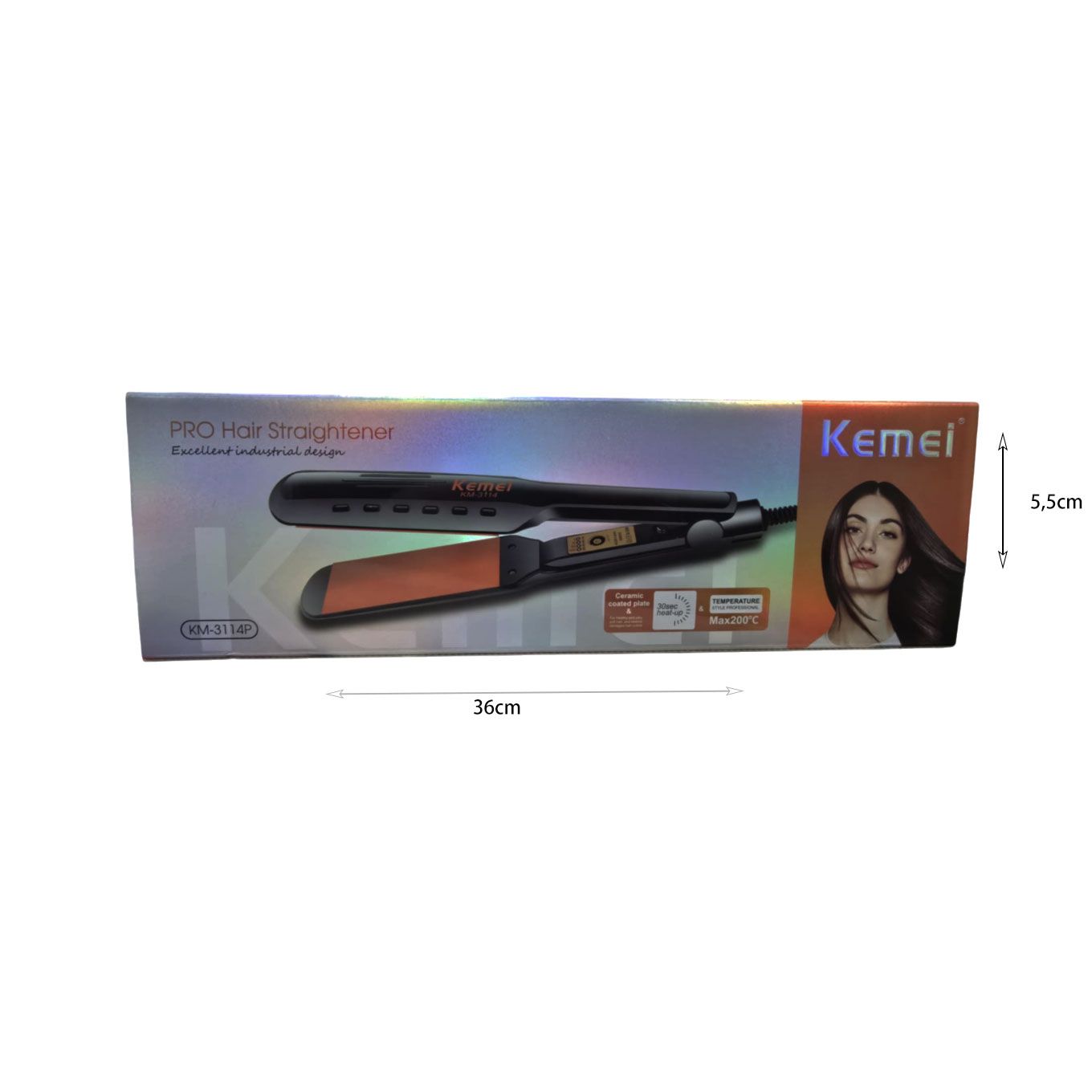 Kemei KM-3114P Πρέσα Μαλλιών με Κεραμικές Πλάκες – Professional Hair Straightener