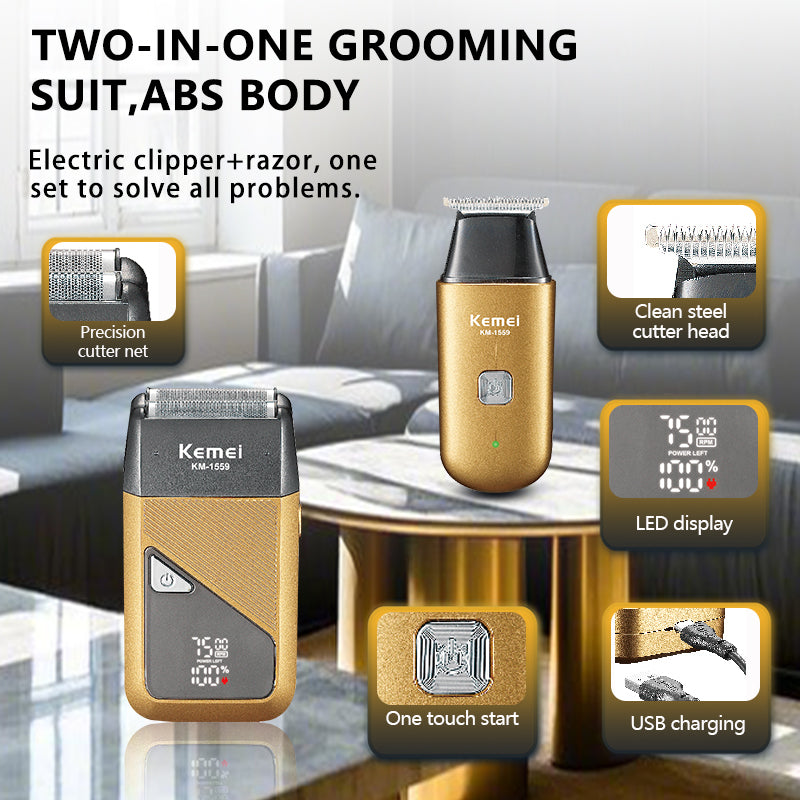 Σετ ξυριστική μηχανή & Trimmer - 2in1 - KM-1559 - Kemei