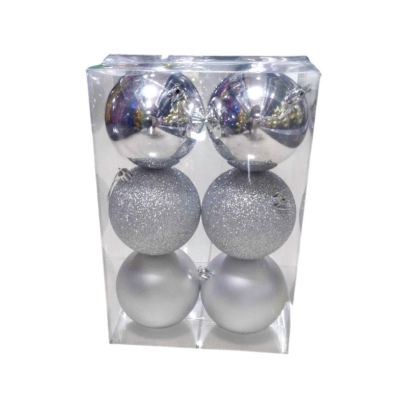 Σετ Χριστουγεννιάτικες μπάλες - 10cm - 6pcs - 326000 - White