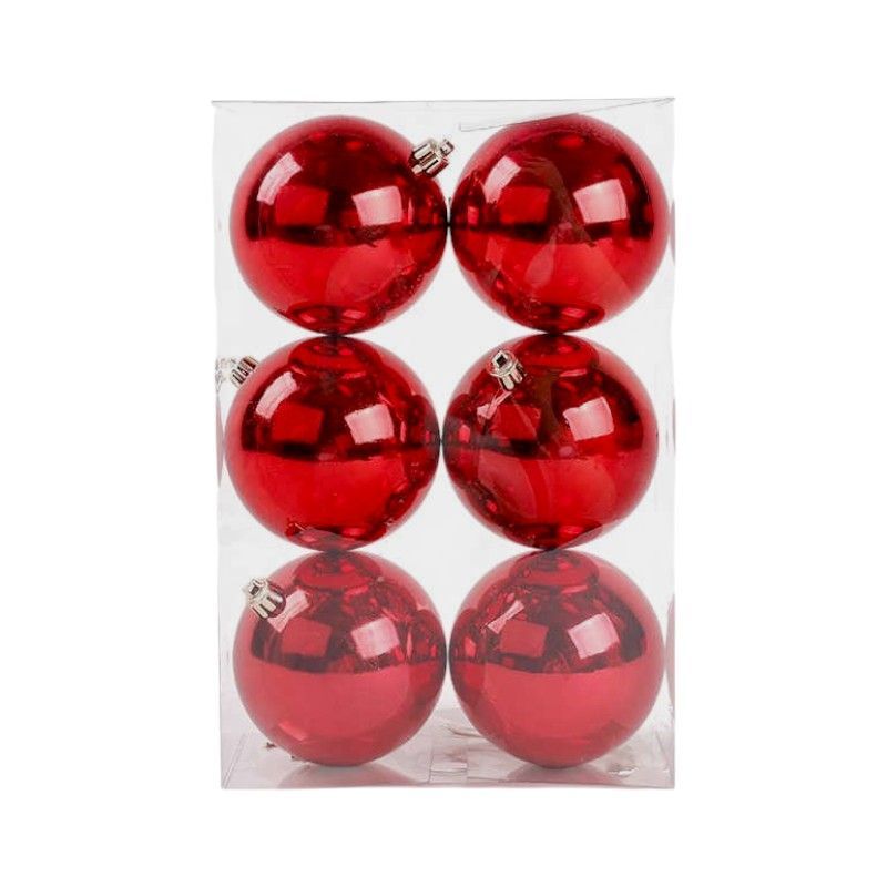 Σετ Χριστουγεννιάτικες μπάλες - 10cm - 6pcs - 326024 - White