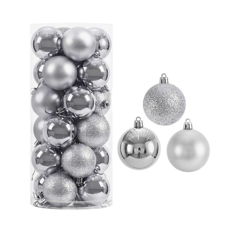 Σετ Χριστουγεννιάτικες μπάλες - 8cm - 24pcs - 326109 - White