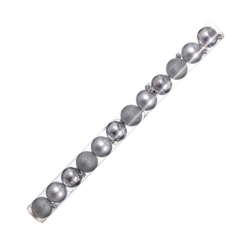 Σετ Χριστουγεννιάτικες μπάλες - 8cm - 12pcs - 326055 - White