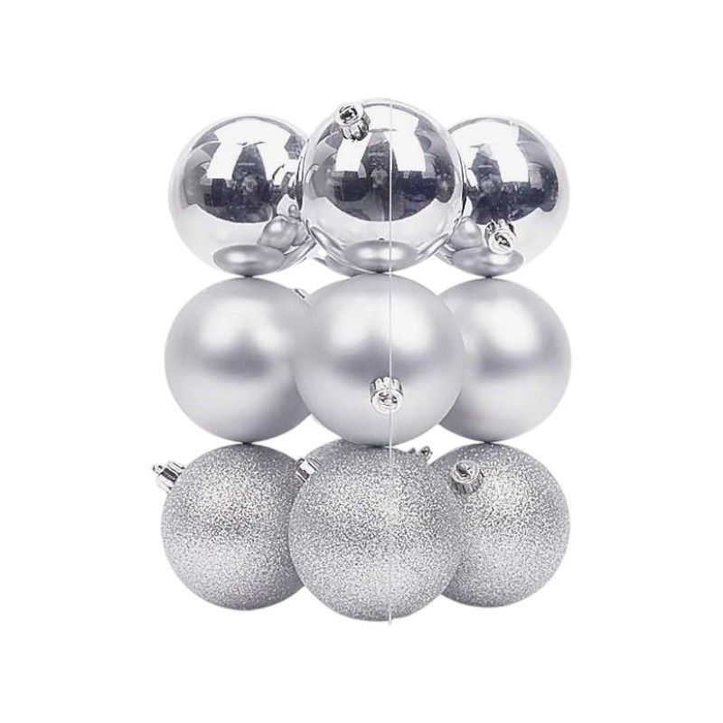Σετ Χριστουγεννιάτικες μπάλες - 8cm - 12pcs - 326079 - White