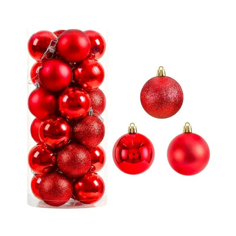 Σετ Χριστουγεννιάτικες μπάλες - 8cm - 24pcs - 326109 - White