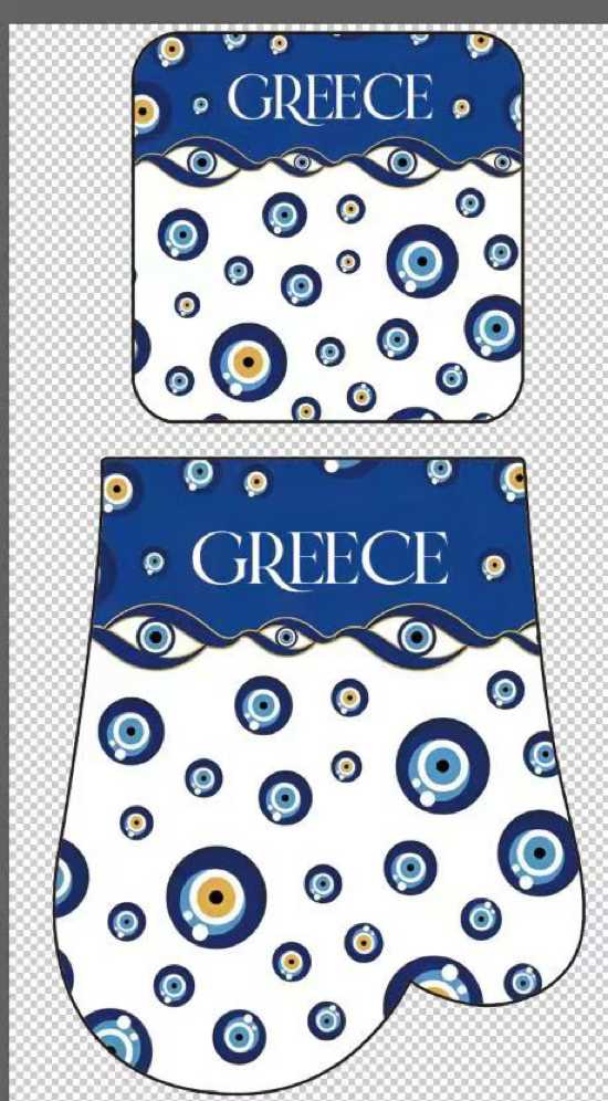 Γάντι & πιάστρα φούρνου Souvenir - Σετ 6pcs - Greece - 241842
