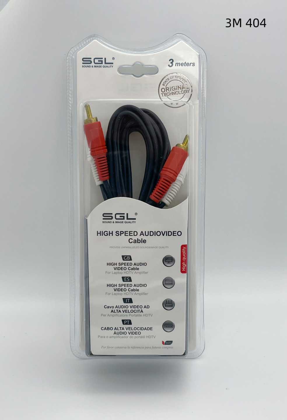 Καλώδιο σήματος RCA - 404 - 2xRCA male/2xRCA male - 3m - 096254