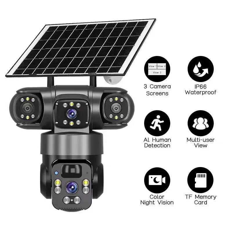 Ηλιακή κάμερα ασφαλείας IP τριπλή - 4G - Security Camera - Q20 - 020331