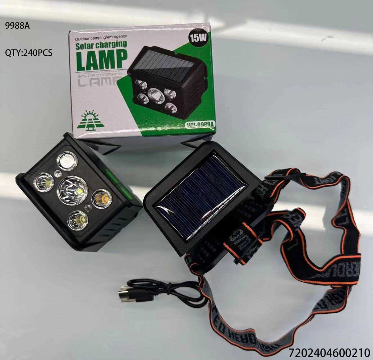 Φακός κεφαλής LED με ηλιακό πάνελ - FA-9988A - 600210