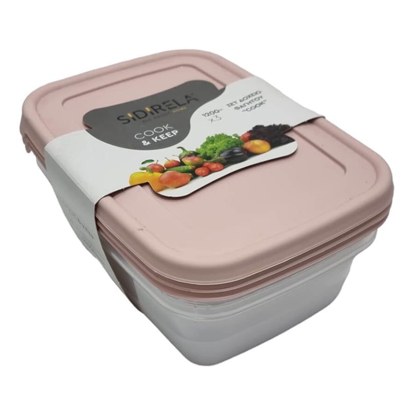 Sidirela Δοχείο Φαγητού Πλαστικό Cook & Keep 1.2L 3τμχ - Food save