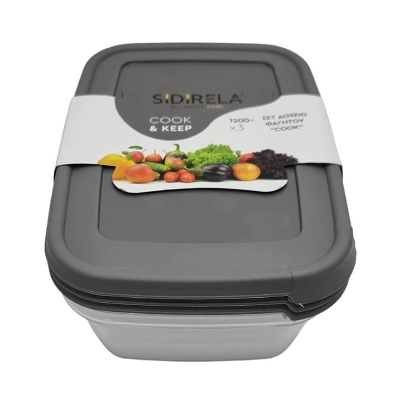Sidirela Δοχείο Φαγητού Πλαστικό Cook & Keep 1.2L 3τμχ - Food save