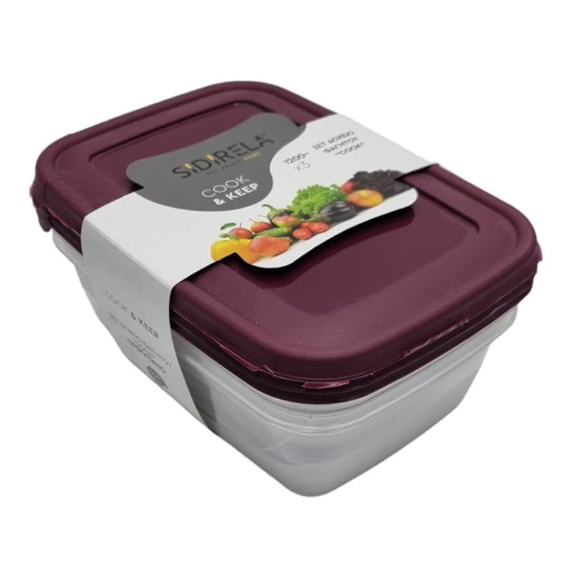 Sidirela Δοχείο Φαγητού Πλαστικό Cook & Keep 1.2L 3τμχ - Food save