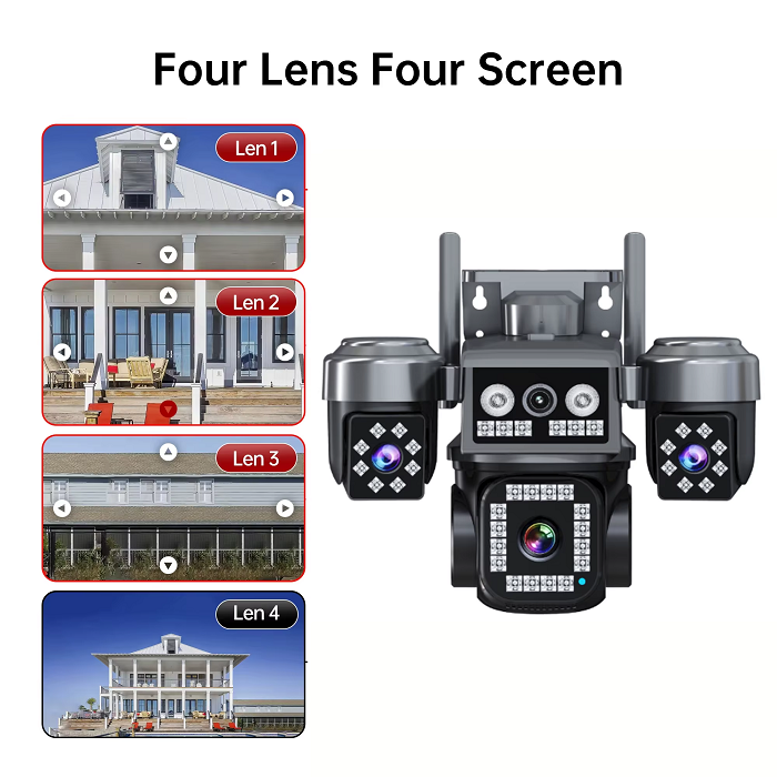 Ηλιακή κάμερα ασφαλείας IP τετραπλή - C011SQ - 4G - Security Camera - 371228