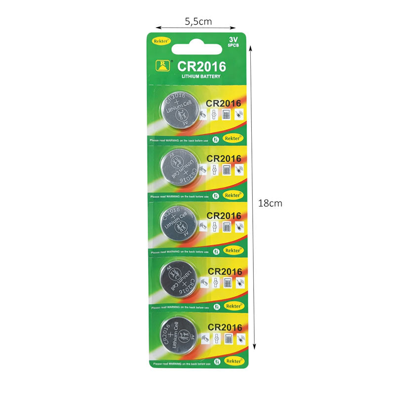 Μπαταρίες Λιθίου CR2016 3V Σετ 5 Τεμαχίων - CR2016 3V Lithium Batteries 5 Pack