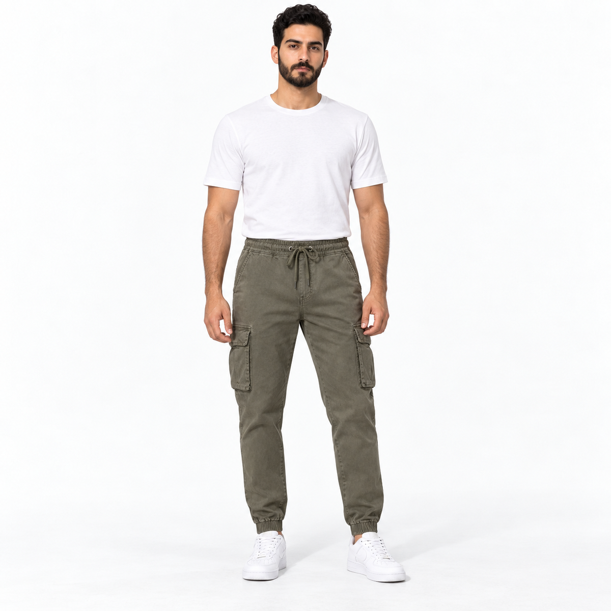 Angel Shopping Ανδρικό Παντελόνι Cargo Jogger με Κορδόνι Πράσινο