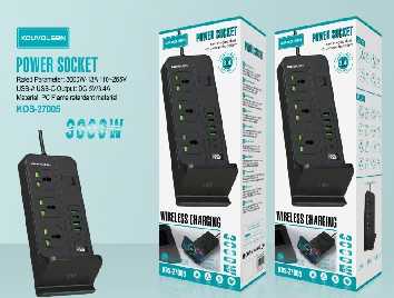 Πολύπριζο Multi-Plug 3 θέσεων με θύρες USB & βάση ασύρματης φόρτισης - KOS-27005EU - 270056