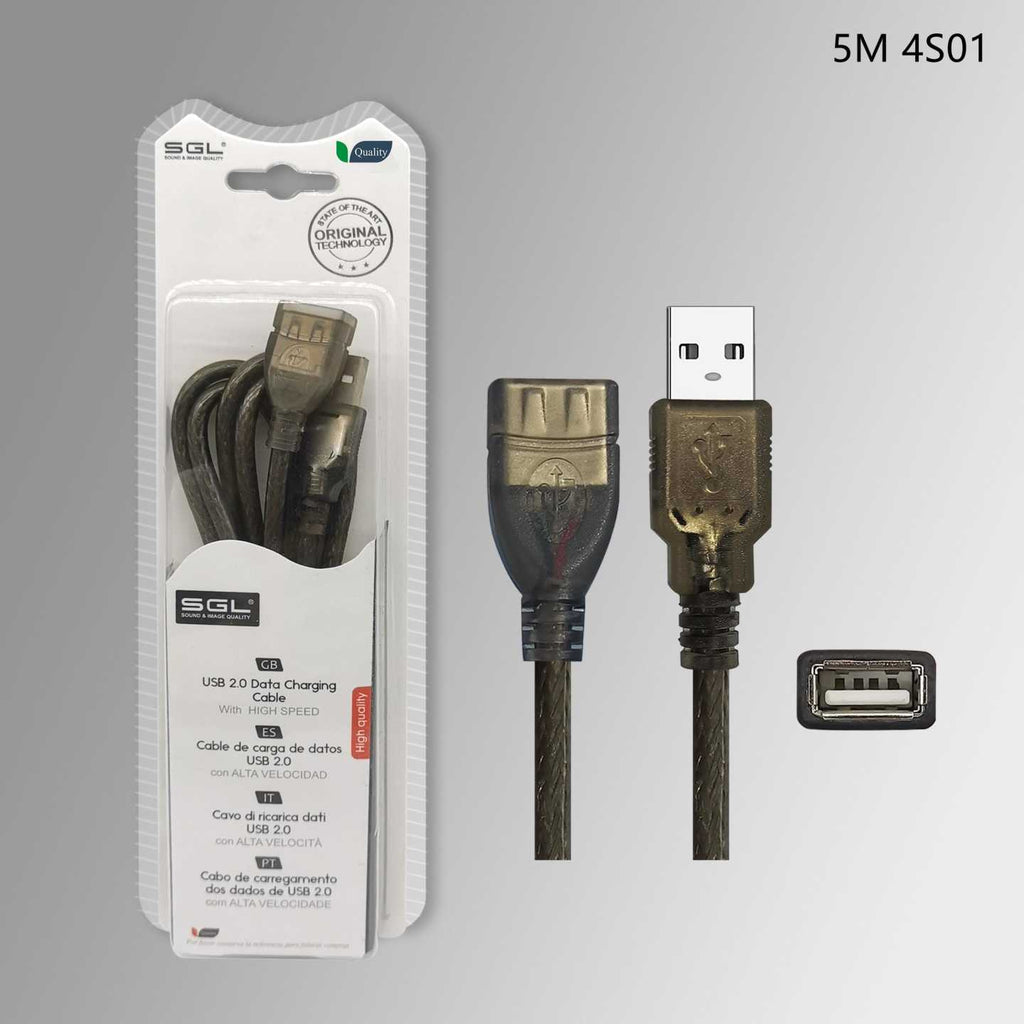 Καλώδιο USB 2.0 - 4S01 - USB-A male/USB-A female - 5m - 097626