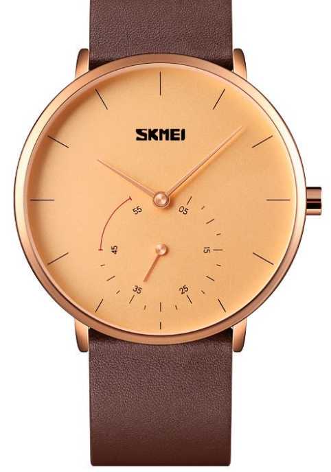 Αναλογικό ρολόι χειρός - Skmei - 9213 - Brown/Gold