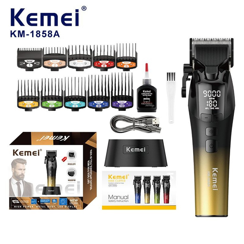 Kemei Επαγγελματική Επαναφορτιζόμενη Κουρευτική Μηχανή Μαύρη km1858a