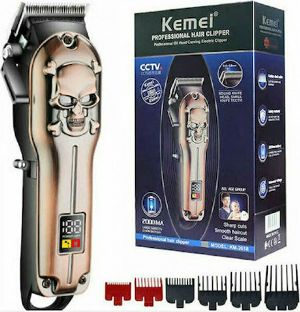 Kemei Επαγγελματική Επαναφορτιζόμενη Κουρευτική Μηχανή Χάλκινη KM-2618