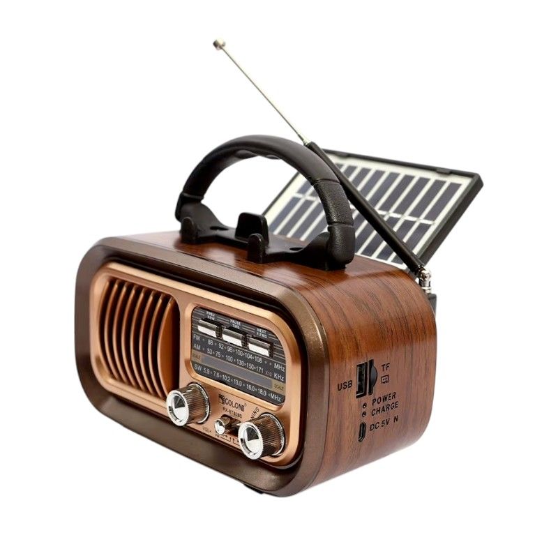 Επαναφορτιζόμενο ραδιόφωνο Retro με ηλιακό πάνελ - R-68BTS - 020688 - Brown