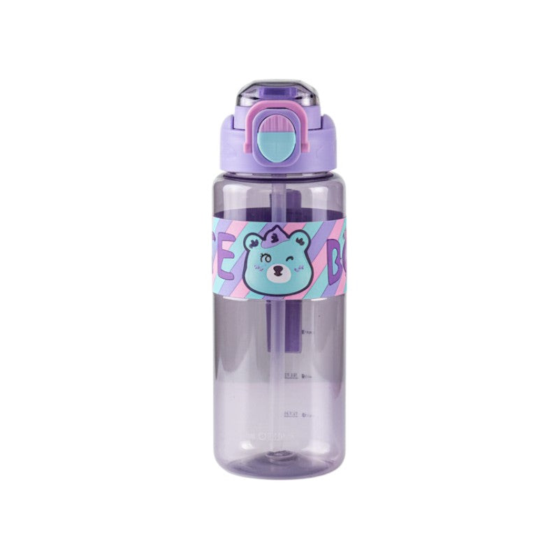 Παιδικό παγούρι πλαστικό με καλαμάκι - 750ml - 413258 - Purple
