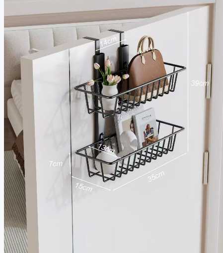 Κρεμαστή ραφιέρα πόρτας με 2 ράφια - 7529 - 421649 - Black