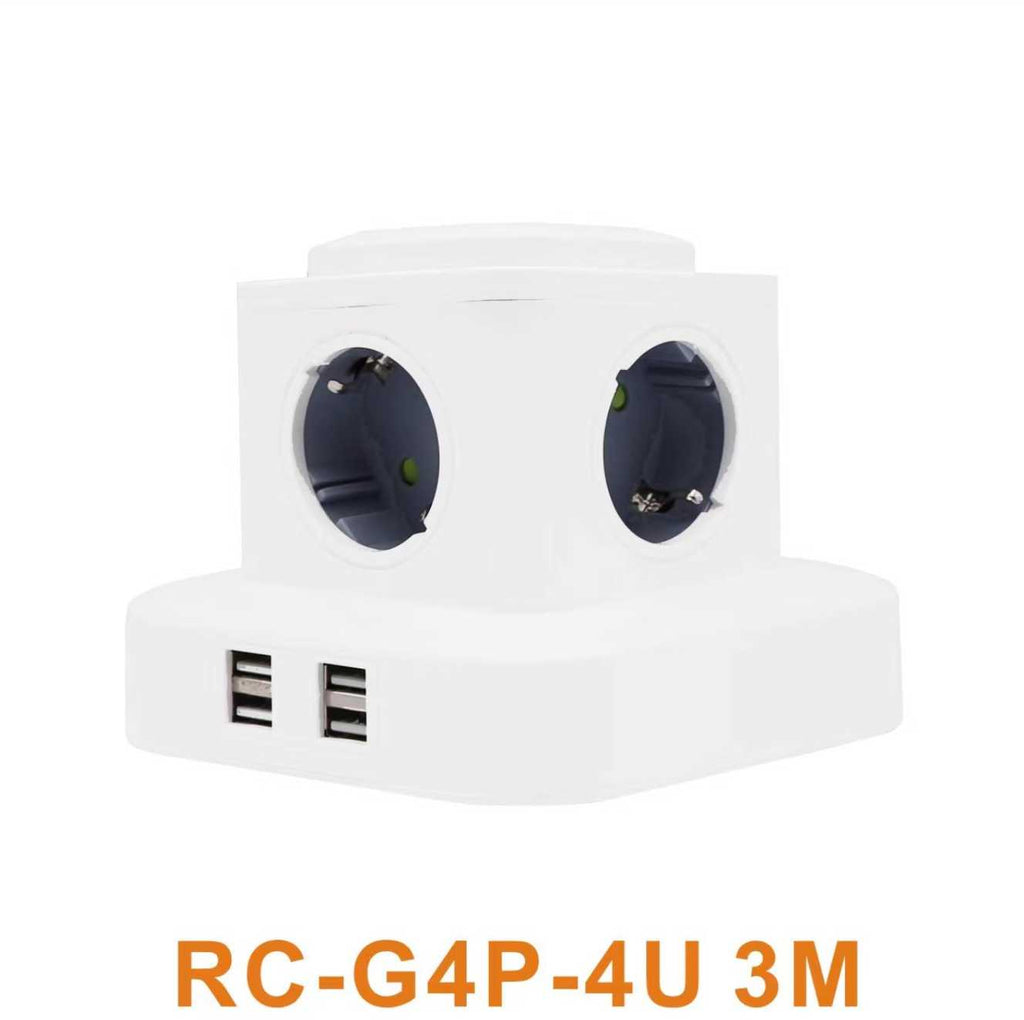 Κάθετο πολύπριζο 4 θέσεων - Σούκο - 4USB - 3m - RC-G4P - 004239