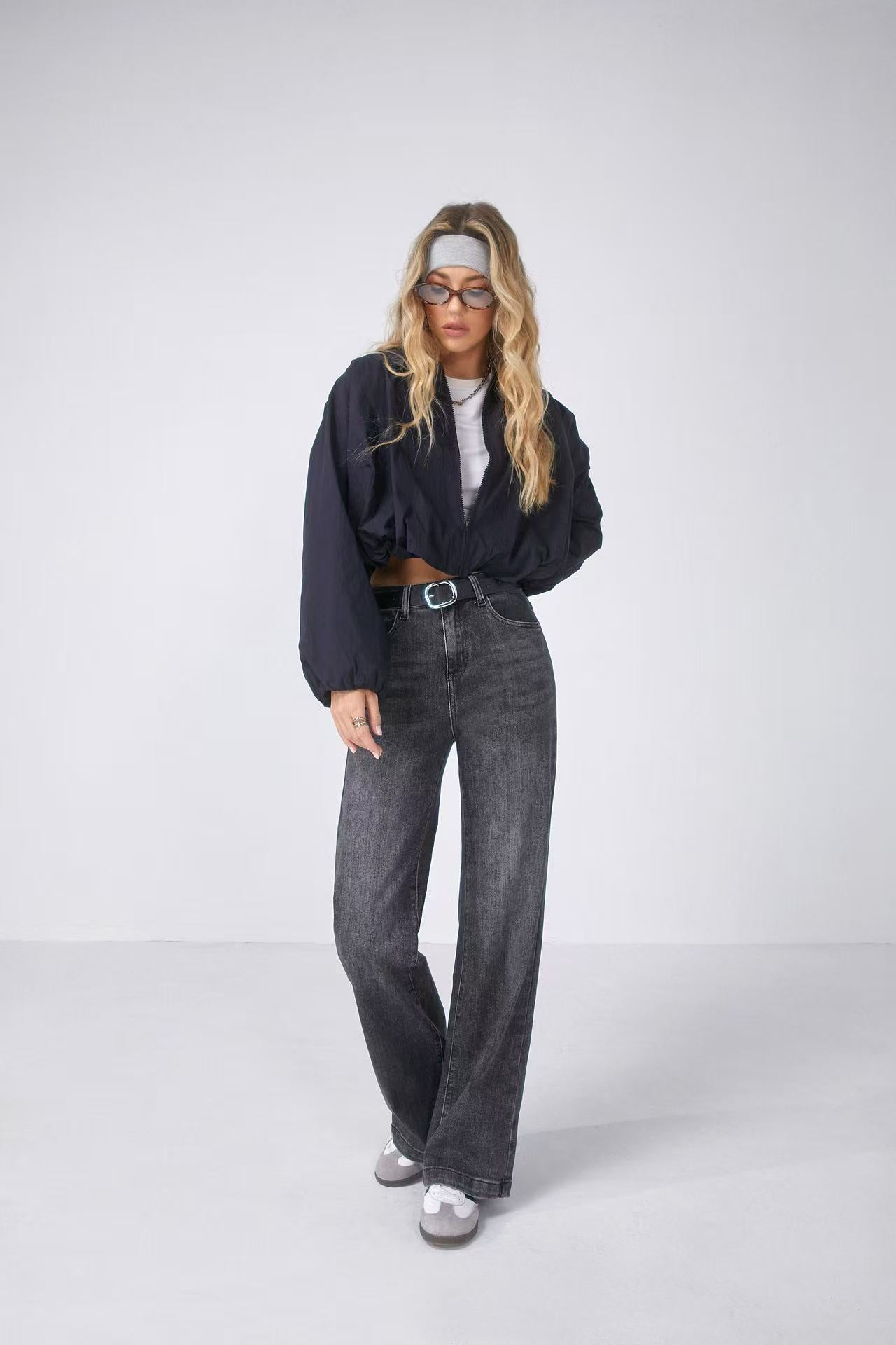Mira High Waist Women's Jean Pants Gray