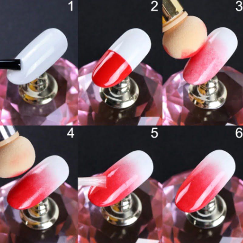Πινέλο Nail Art για Ombre- Babyboomer σχέδιο στα νύχια με stamper σιλικόνης - Nail art tool ombre - Angel Shopping