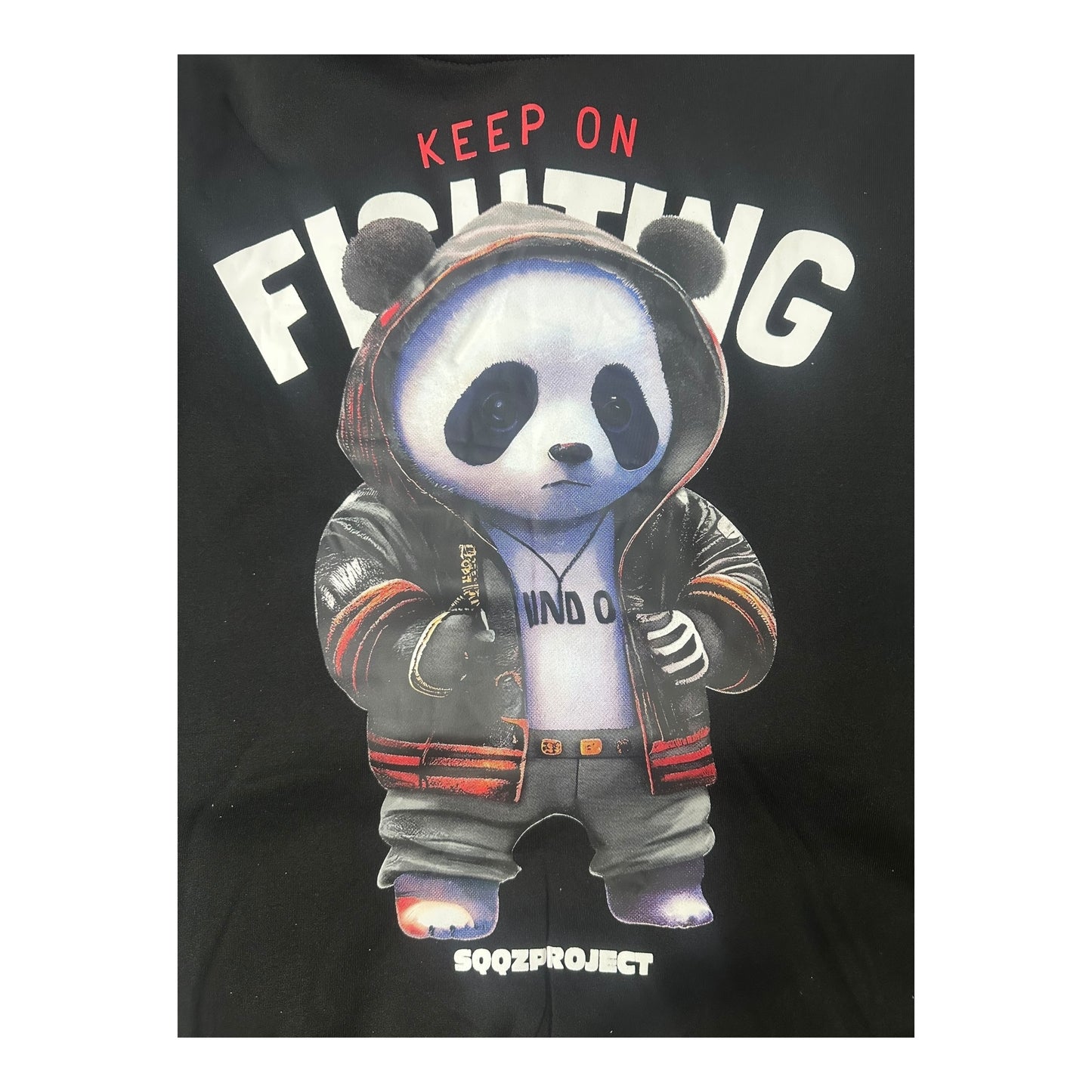 Belman Design Men's Hoodie with Panda Pattern Black