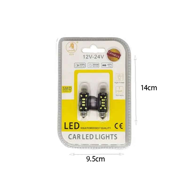 EJC Λάμπες Αυτοκινήτου Canbus LED 2016-T10 41mm 2τμχ ψυχρό φως - LED light