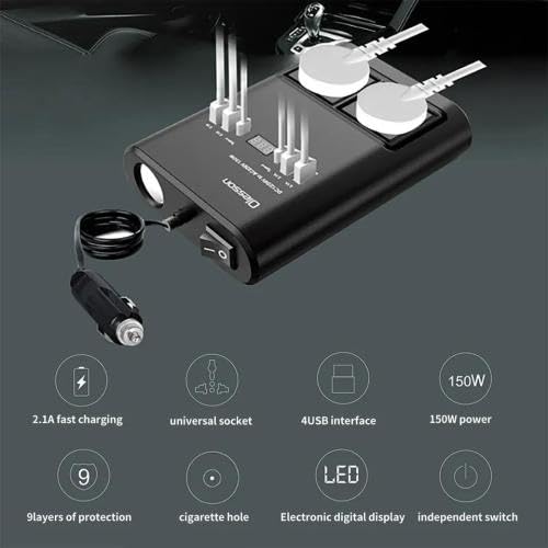 Μετασχηματιστής - Power Inverter αυτοκινήτου - 150W - 12VDC to 220VAC - 4xUSB - CD350562 - 505523 AUTO-MOTO-BIKE>Είδη αυτοκινήτου>Εκκινητές μπαταρίας & inverters