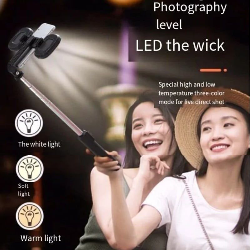 Selfie Stick με Τρίποδο & Remote Control με Διπλό LED Φωτισμό P40S-F - Mini Live Broadcast Selfie Stick Stand 2 LED P40S-F