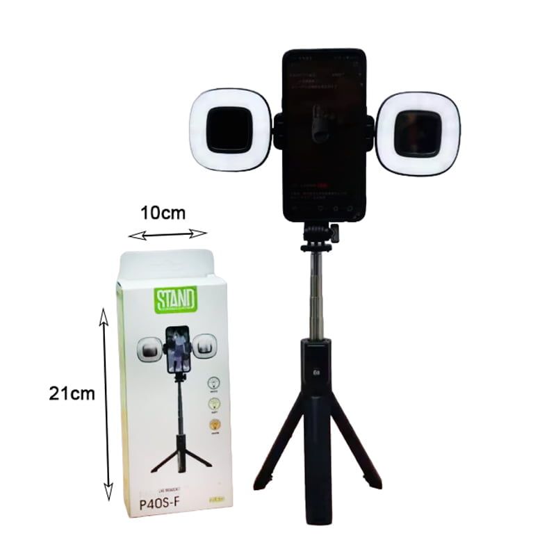 Selfie Stick με Τρίποδο & Remote Control με Διπλό LED Φωτισμό P40S-F - Mini Live Broadcast Selfie Stick Stand 2 LED P40S-F