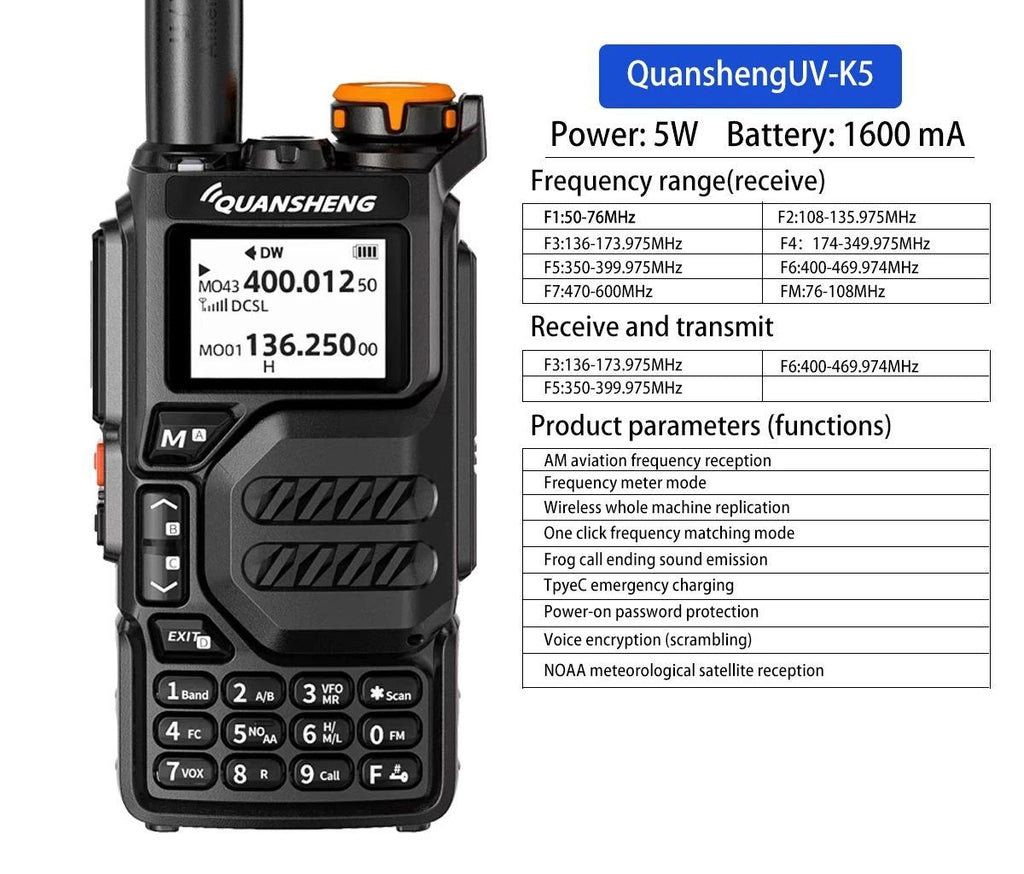 Φορητός πομποδέκτης UHF/VHF - UVK5 - Quansheng - 512153 ΕΠΟΧΙΑΚΑ - ΤΟΥΡΙΣΤΙΚΑ - HOBBY>Κυνήγι - παραλία - camping>Φορητοί πομποδέκτες
