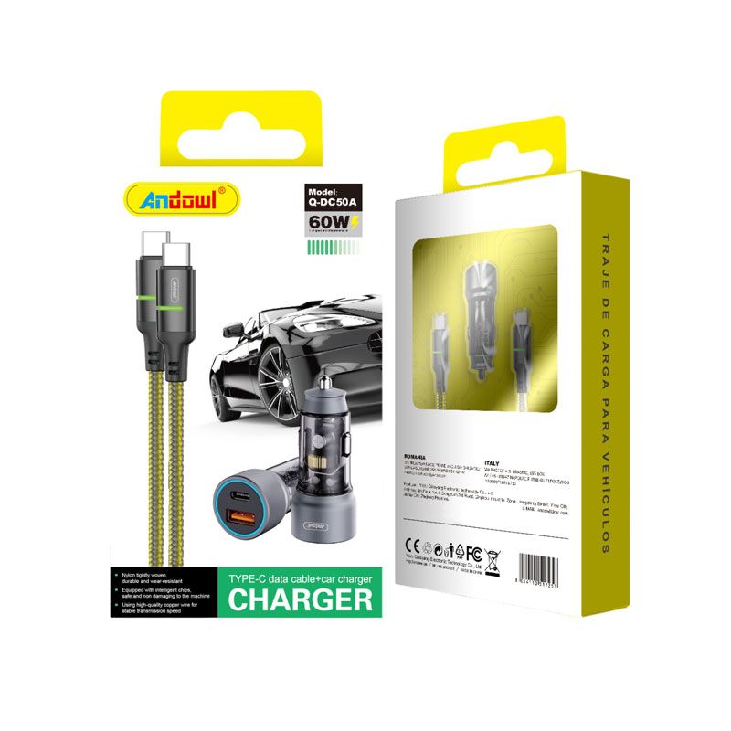 Andowl Φορτιστής αυτοκινήτου με καλώδιο Type-C Q-DC50A - Charger